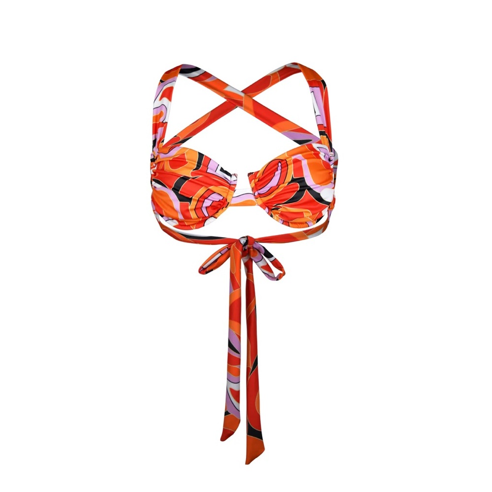 Same Swim Ruched Top and V Bottom Bikini XS Tropical Geo